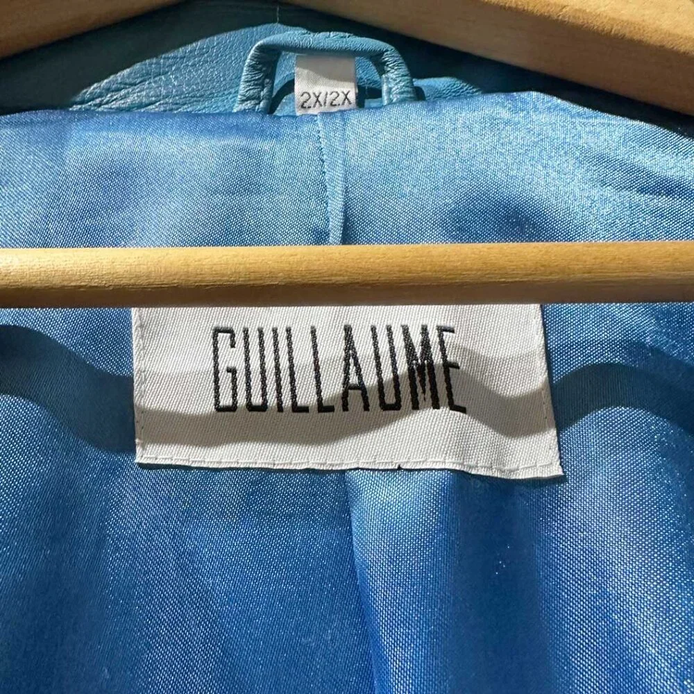 Perfect Grommeted Blue Leather Guillaume Jacket - Size 2X - Picture 10 of 14